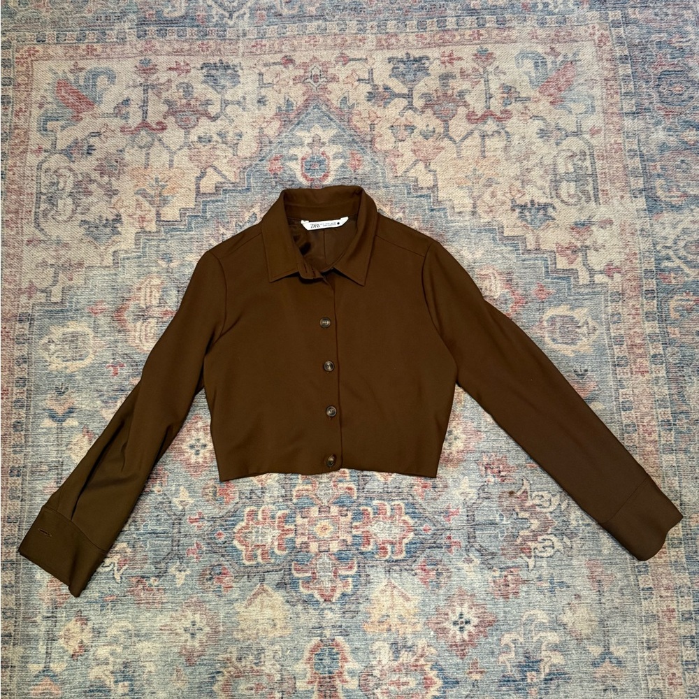 Zara Brown Cropped Blazer
